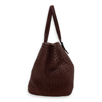 Intrecciato Tote Bag Red in Calfskin, Ruthenium hardware