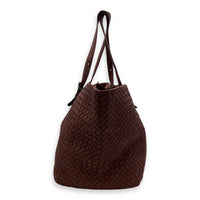 Intrecciato Tote Bag Red in Calfskin, Ruthenium hardware