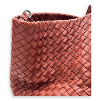 Intrecciato Tote Bag Red in Calfskin, Ruthenium hardware