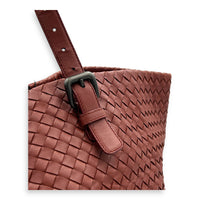 Intrecciato Tote Bag Red in Calfskin, Ruthenium hardware