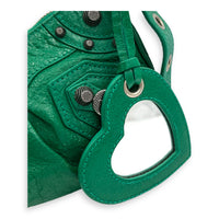 Le Cagole Shoulder Bag XS Green in Calfskin, Silver hardware