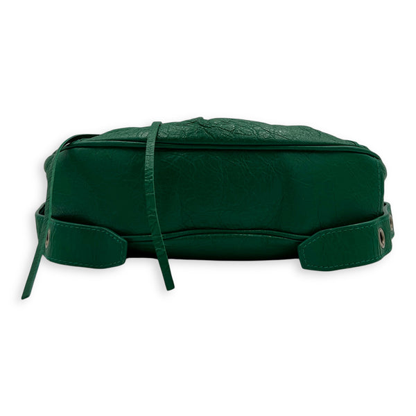 Le Cagole Shoulder Bag XS Green in Calfskin, Silver hardware