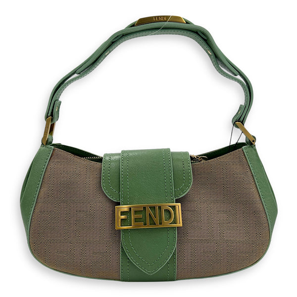 Baguette Shoulder Bag Multi-colour in Canvas, Gold hardware