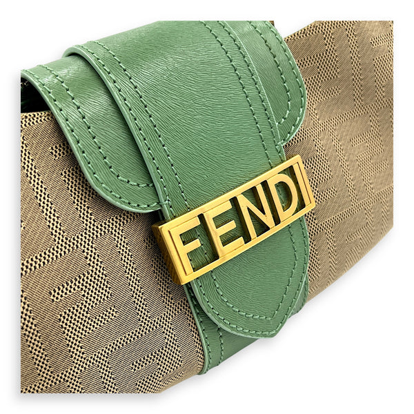 Baguette Shoulder Bag Multi-colour in Canvas, Gold hardware