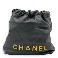 22 Tote Crossbody Bag Grey in Lambskin, Gold hardware