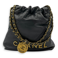 22 Tote Crossbody Bag Grey in Lambskin, Gold hardware