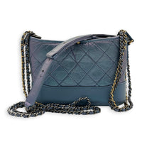 Gabrielle Small Iridescent Purple Blue Shoulder Bag in Calfskin, Mixed hardware