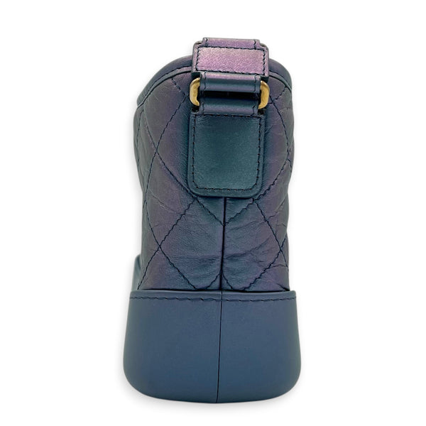 Gabrielle Small Iridescent Purple Blue Shoulder Bag in Calfskin, Mixed hardware