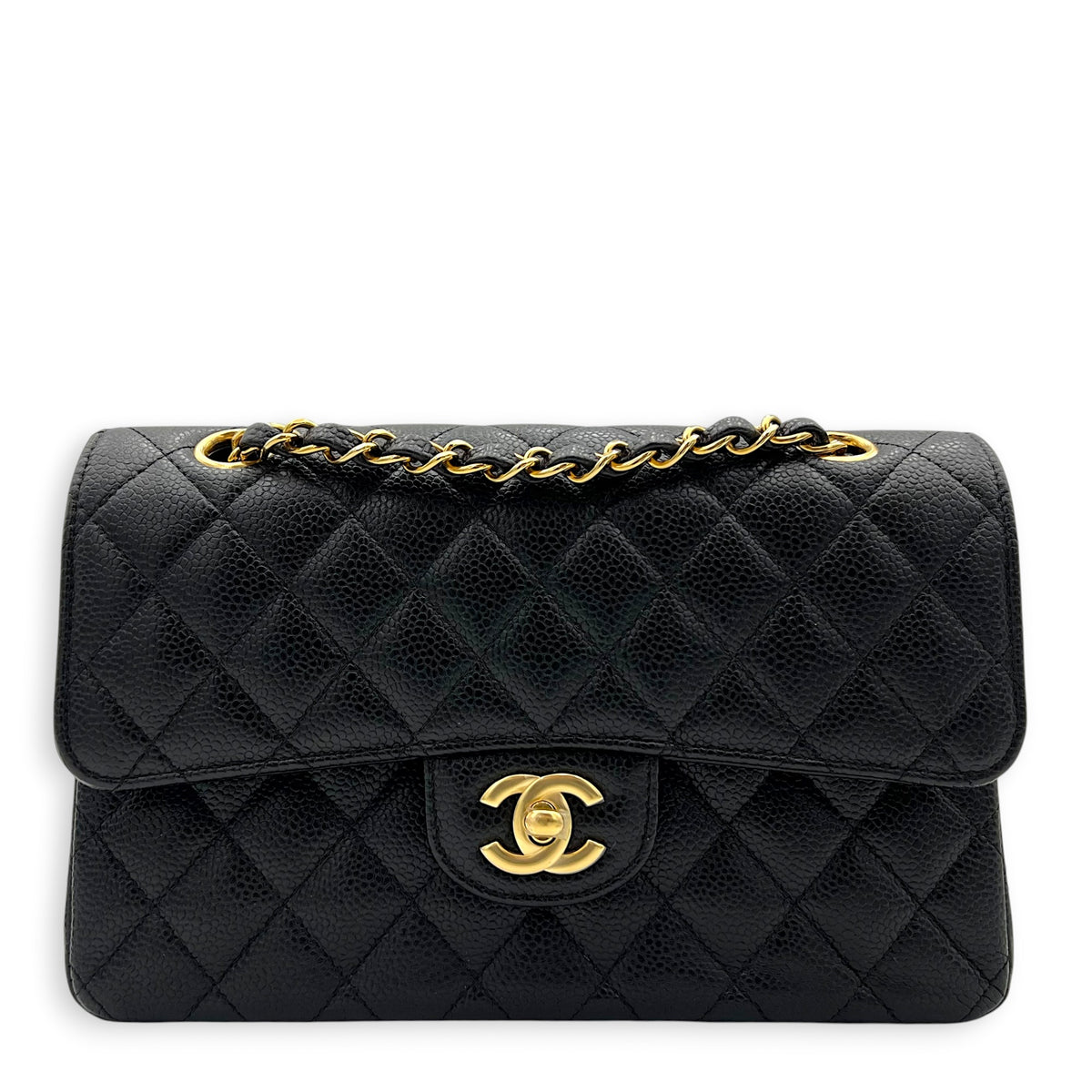 Classic Shoulder Bag Small Black in Caviar Leather, Gold hardware
