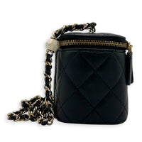 23P CC Mini Black Vanity Bag in Lambskin, Gold hardware