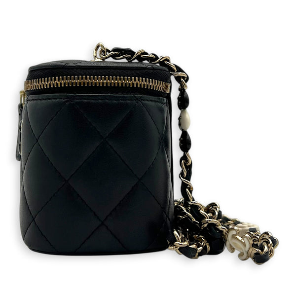 23P CC Mini Black Vanity Bag in Lambskin, Gold hardware