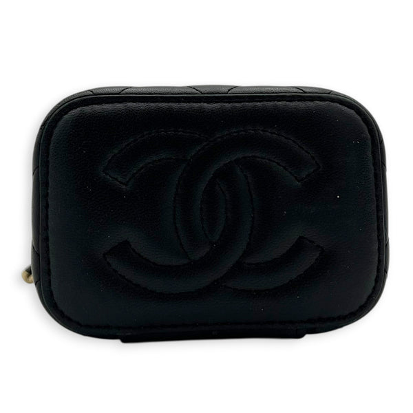 23P CC Mini Black Vanity Bag in Lambskin, Gold hardware