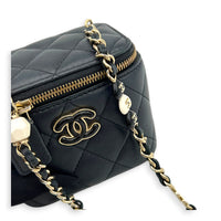23P CC Mini Black Vanity Bag in Lambskin, Gold hardware