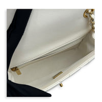 Rectangle Pearl Chain Shoulder Bag White in Lambskin, Gold hardware