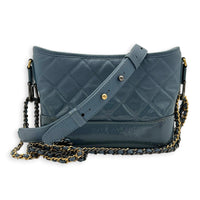 Gabrielle Shoulder Bag Blue in Calfskin, Mixed hardware