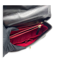 Coco Chevron Black Top Handle Bag in Calfskin, Gold hardware