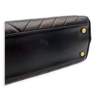 Coco Chevron Black Top Handle Bag in Calfskin, Gold hardware