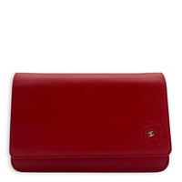 Camelia Wallet On Chain Red in Calfskin, Silver hardware