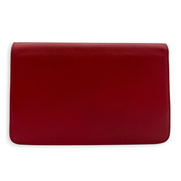 Camelia Wallet On Chain Red in Calfskin, Silver hardware