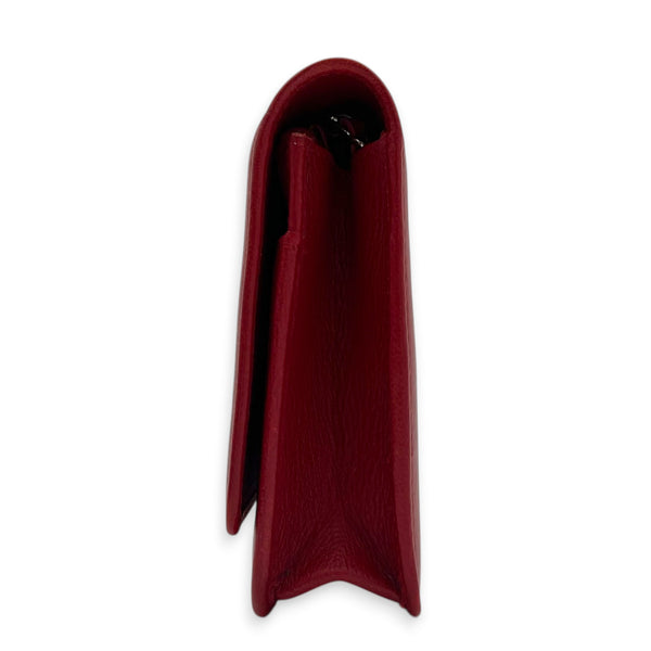 Camelia Wallet On Chain Red in Calfskin, Silver hardware