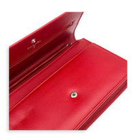 Camelia Wallet On Chain Red in Calfskin, Silver hardware