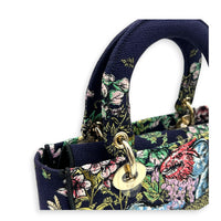Lady Dior Medium Black Top Handle Bag in Canvas, Gold hardware