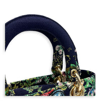 Lady Dior Medium Black Top Handle Bag in Canvas, Gold hardware