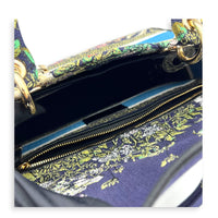 Lady Dior Medium Black Top Handle Bag in Canvas, Gold hardware