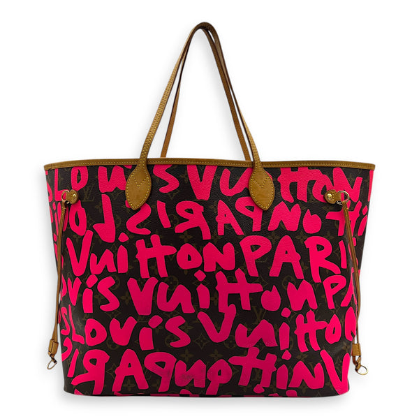 Neverfull Grafitti Tote Bag GM Brown in Monogram Coated Canvas, Gold hardware