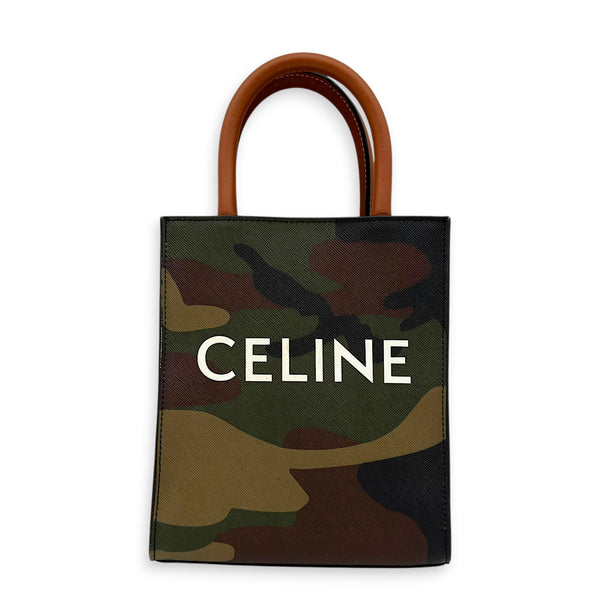 Cabas Top Handle Bag Vertical Multi-colour in Coated Canvas, Gold hardware