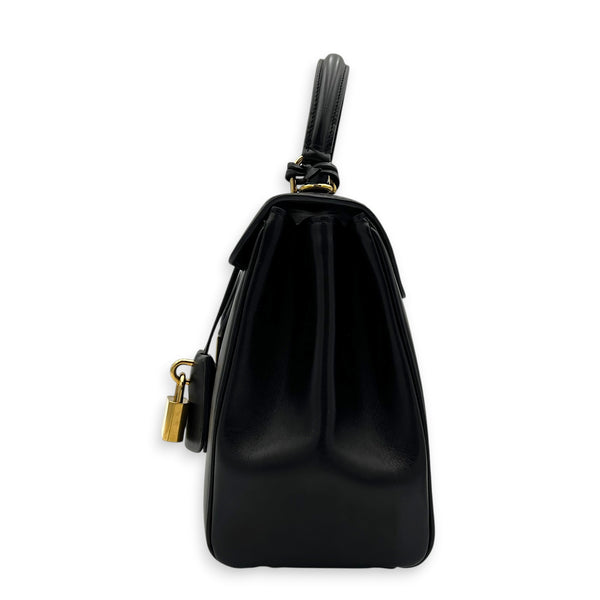 16 Top Handle Bag Black in Calfskin, Gold hardware
