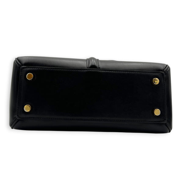 16 Top Handle Bag Black in Calfskin, Gold hardware