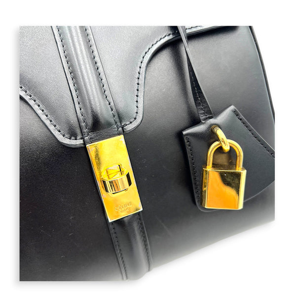 16 Top Handle Bag Black in Calfskin, Gold hardware