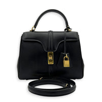 16 Top Handle Bag Black in Calfskin, Gold hardware