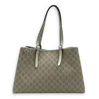 Emblem Tote Bag White in Coated Canvas, Gold hardware