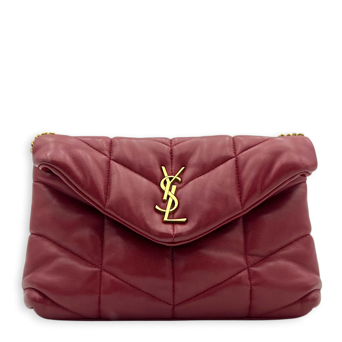 Puffer Crossbody Bag Toy Red in Lambskin, Gold hardware