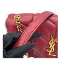 Puffer Crossbody Bag Toy Red in Lambskin, Gold hardware