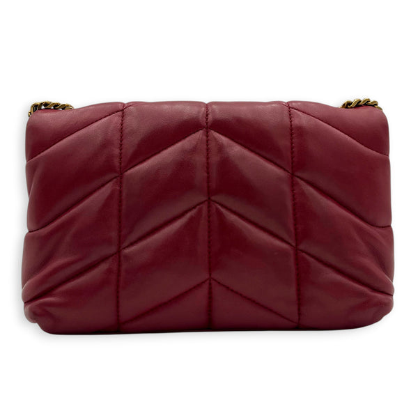 Puffer Crossbody Bag Toy Red in Lambskin, Gold hardware