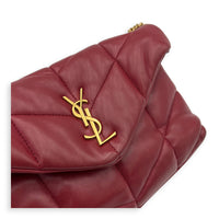 Puffer Crossbody Bag Toy Red in Lambskin, Gold hardware