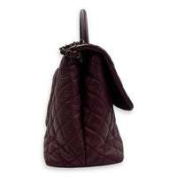 Coco Handle Quilted Top Handle Bag Red in Caviar Leather, Ruthenium hardware