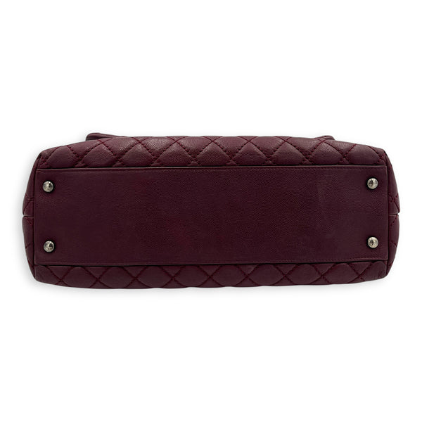 Coco Handle Quilted Top Handle Bag Red in Caviar Leather, Ruthenium hardware