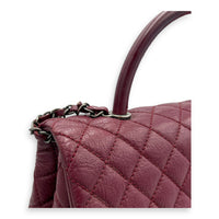 Coco Handle Quilted Top Handle Bag Red in Caviar Leather, Ruthenium hardware