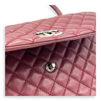 Coco Handle Quilted Top Handle Bag Red in Caviar Leather, Ruthenium hardware
