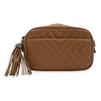 CC Camera Brown Crossbody Bag in Calfskin, Silver hardware