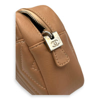 CC Camera Brown Crossbody Bag in Calfskin, Silver hardware