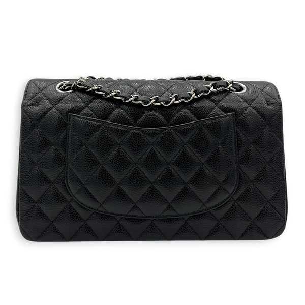 Classic Medium Black Shoulder Bag in Caviar Leather, Gold hardware
