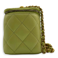 CC Vanity Bag Green in Lambskin, Gold hardware
