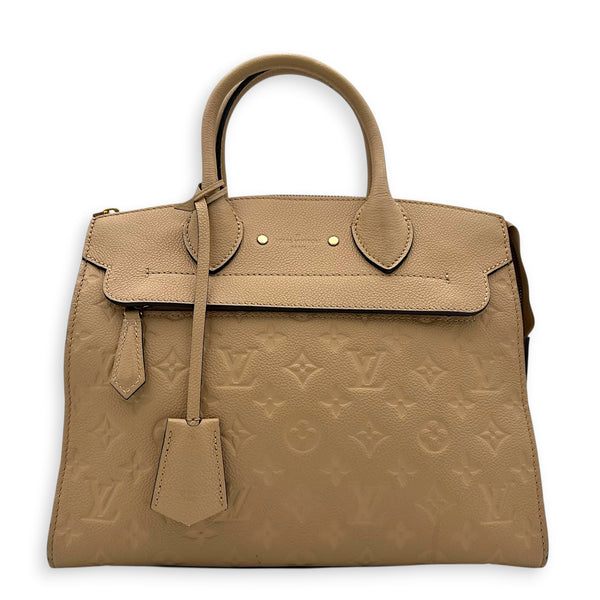 Pont Neuf Top Handle Bag Beige in Empreinte Leather, Gold hardware