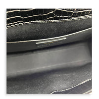 Manhattan Shoulder Bag Black in Crocodile Embossed Calfskin, Gold hardware