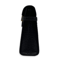 Manhattan Shoulder Bag Black in Crocodile Embossed Calfskin, Gold hardware